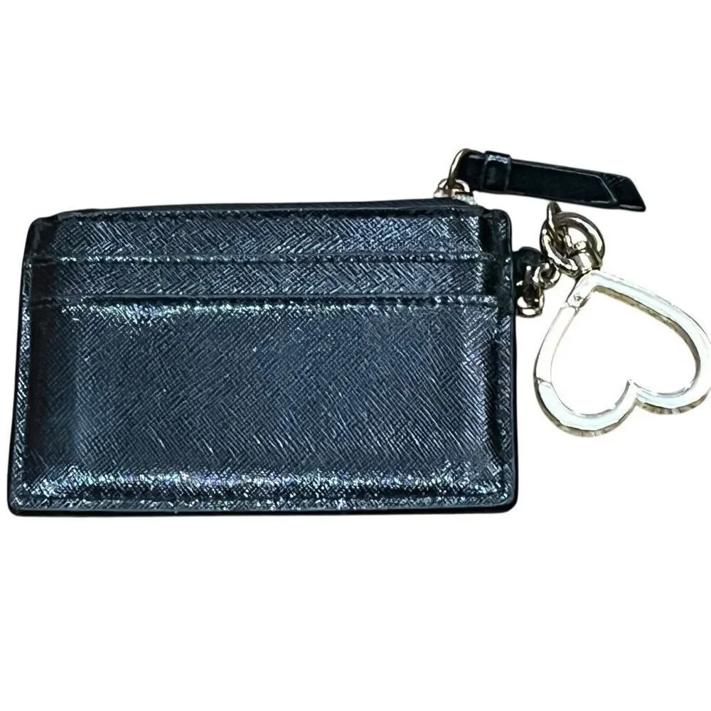 Victoria's Secret Credit Card Case Keychain Charm Coin Wallet Black Rose Gold